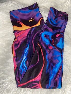 High-Waist Printed Leggings in Purple & Blue